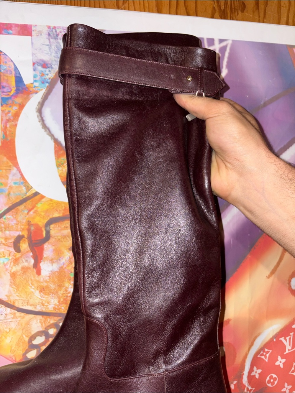 Classic Tall Leather Riding Boots in Dark Brown - Picture 3 of 11